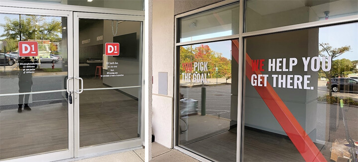 D1 Training's sign package included both exterior signage and interior décor.